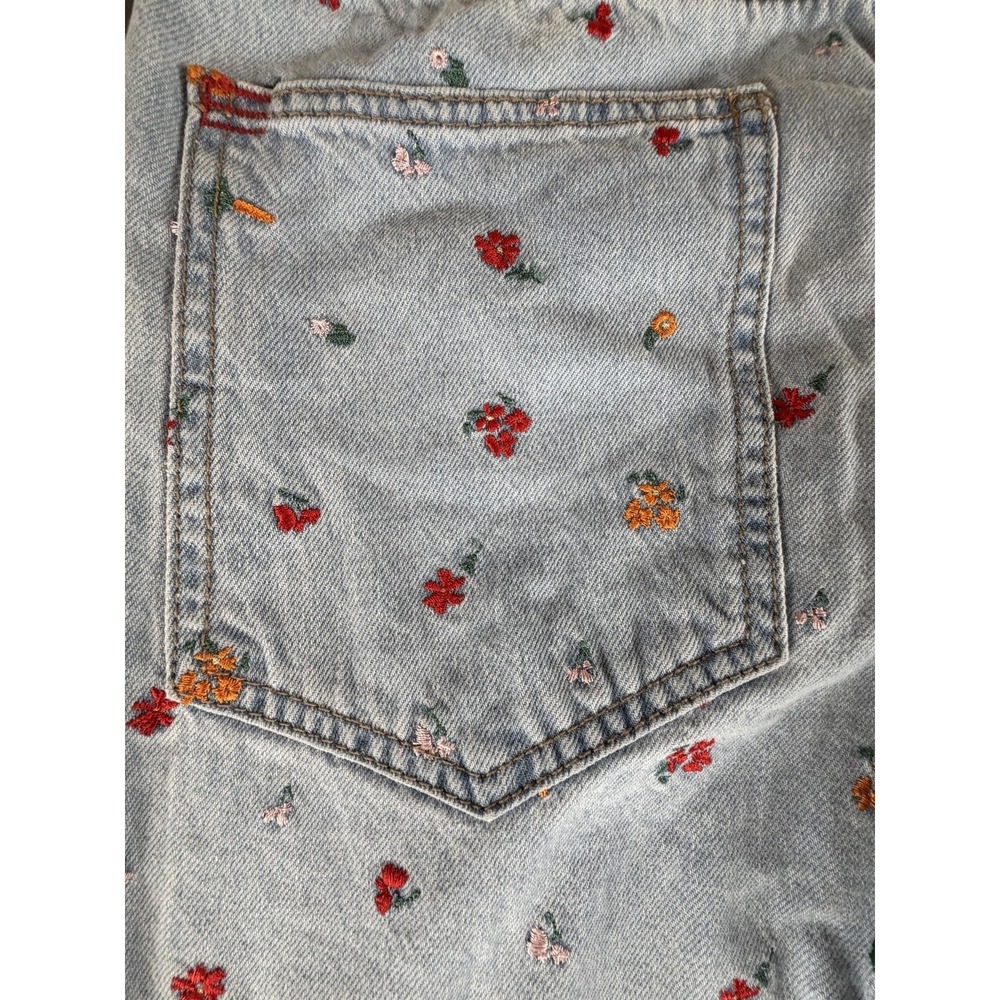 BDG Jeans Womens 26 Light Wash Blue High Rise Loose Baggy Floral Embroidered - Picture 12 of 14